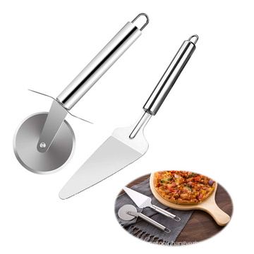 YM Factory Pizza Cutter Wheel and Pie Server, Stainless Steel Pizza Server Knife Pizza Slicer Shovel set